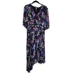 Soft Surroundings Florencia Dress Women's 14 Black Multi Floral Whimsigoth Boho
